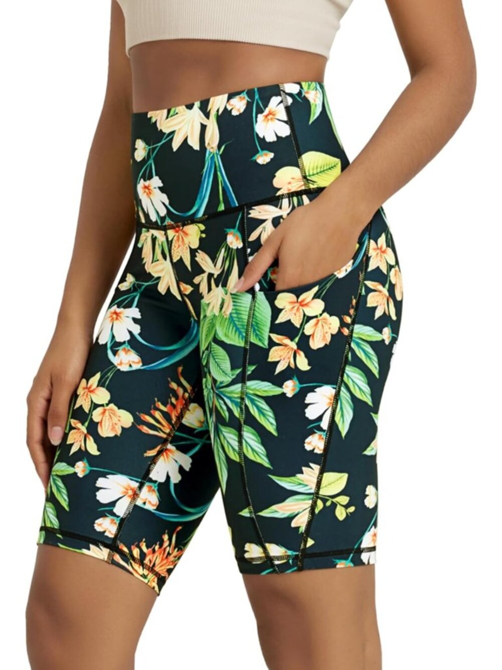 High Waist Tummy Control Biker Shorts with Pockets for Yoga & Workout